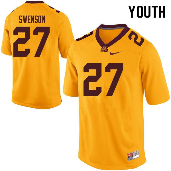 Youth #27 Calvin Swenson Minnesota Golden Gophers College Football Jerseys Sale-Gold - Click Image to Close